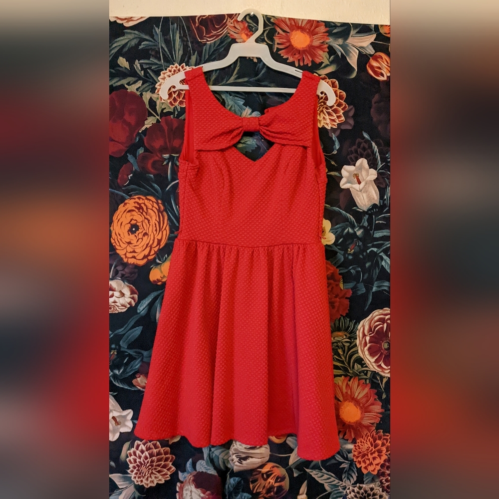 Red city studio cutout mini date night dress with bow front - 3 / small x small